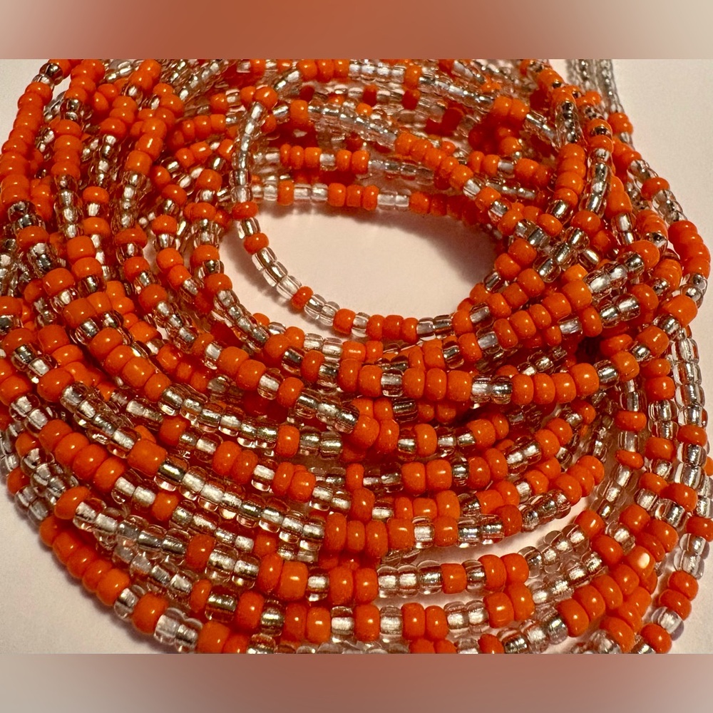 “ORANGE SHERBET” Beginner’s 1st Stage Smooth Waistbeads Handmade Up to 50 in len